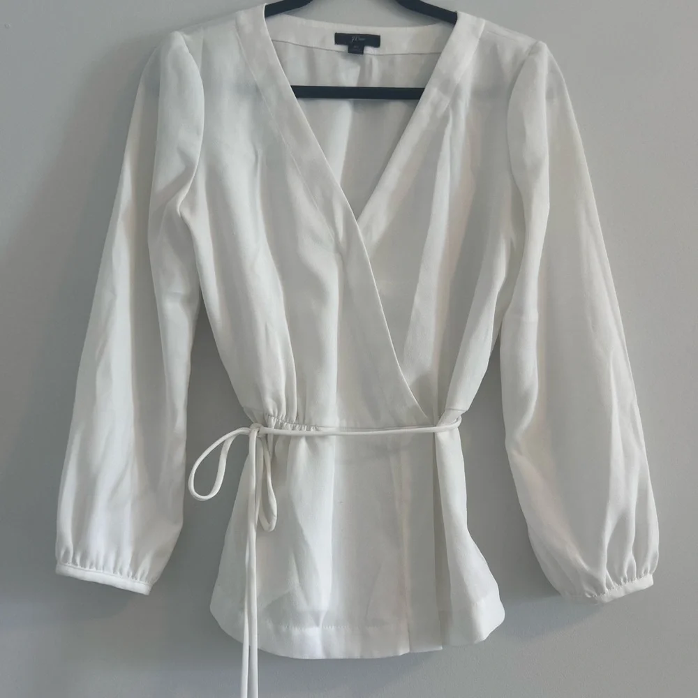 J. crew 6 tall Elegant White Wrap Blouse